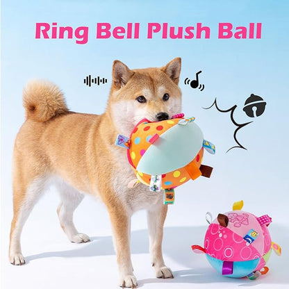 Interactive Ball Dog Toy for Aggressive Chewers – Bite-Resistant Plush with Bells