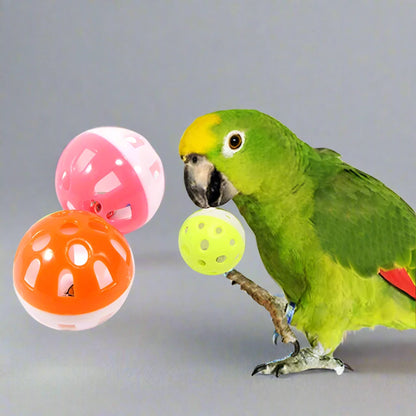 10pcs Colorful Parrot Toy Balls with Bells - Fun Cage Toys for Parakeets, Cockatiels & Pet Birds