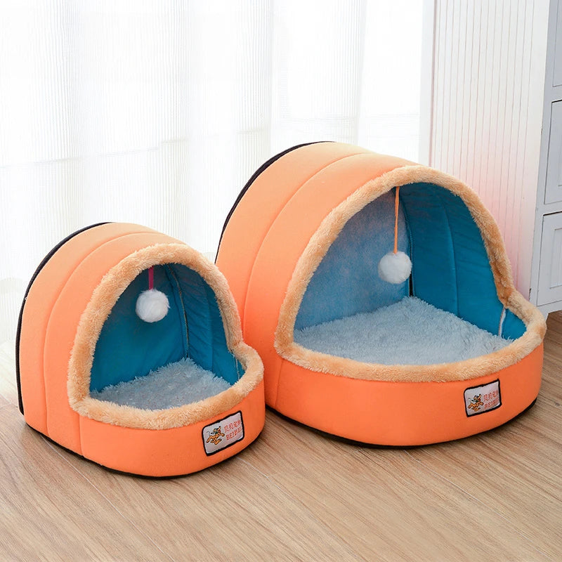 2-in-1 Indoor Cat Tent Bed with Washable Pillow