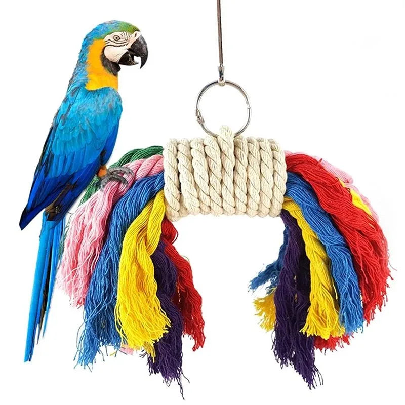 Parrot Chew Toy - Cotton Rope Bridge for Birds | Cockatiel Training & Cage Supplies