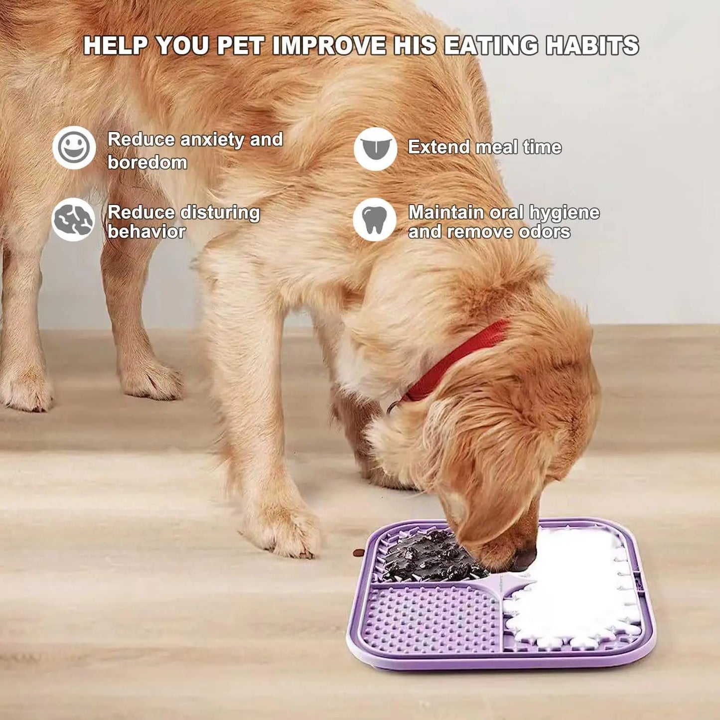 Silicone Pet Licking Mat - Slow Feeder & Suction Cup Design