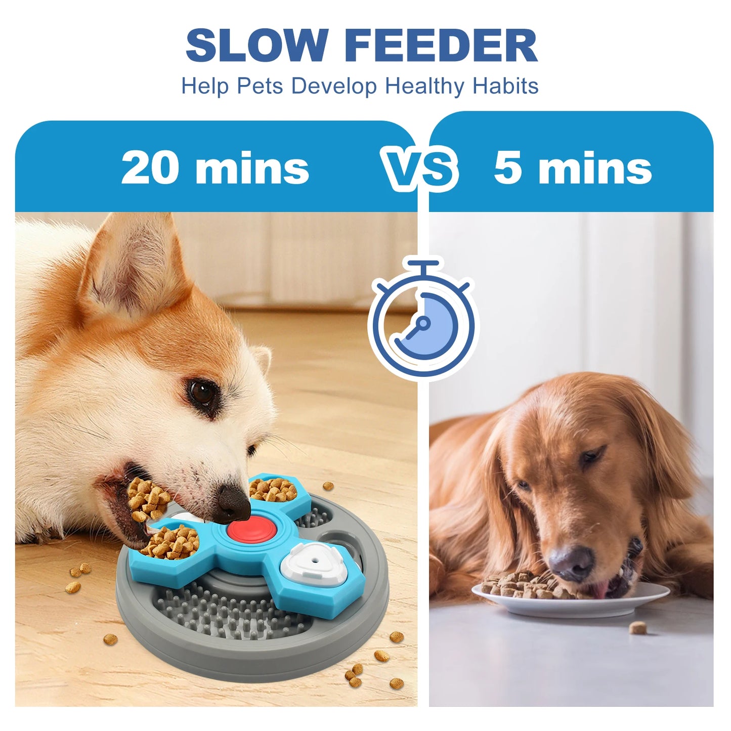 Dog Puzzle Slow Feeder & Licking Plate - Interactive IQ Toy