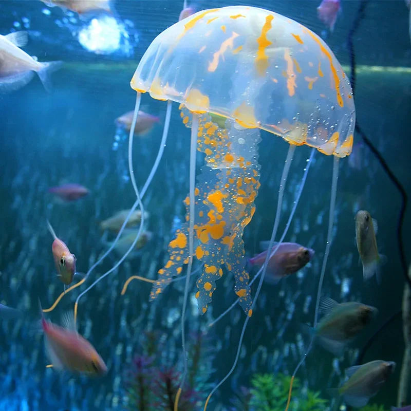 Fluorescent Simulated Jellyfish Decor for Aquariums - Glows at Night