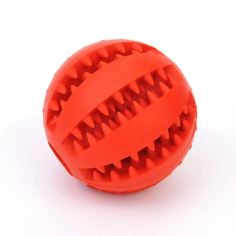 Durable Natural Rubber Dog Chew Ball – Tooth Cleaning & Treat Dispensing Toy