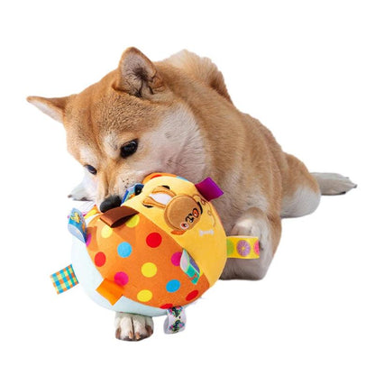 Interactive Ball Dog Toy for Aggressive Chewers – Bite-Resistant Plush with Bells