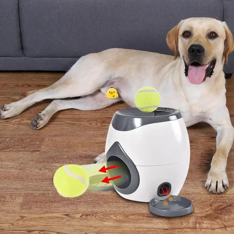 2-in-1 Tennis Ball Launcher & Feeder – Interactive Toy for Dogs of All Sizes