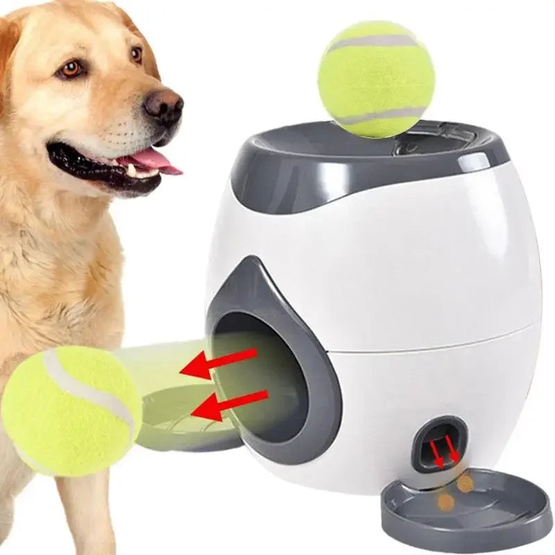 2-in-1 Tennis Ball Launcher & Feeder – Interactive Toy for Dogs of All Sizes