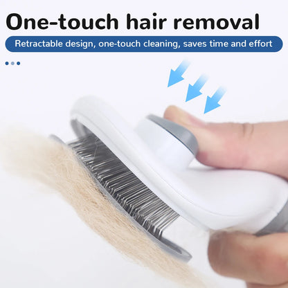 Pet Hair Removal Brush - Self-Cleaning Dog & Cat Grooming Comb