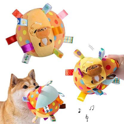 Interactive Ball Dog Toy for Aggressive Chewers – Bite-Resistant Plush with Bells