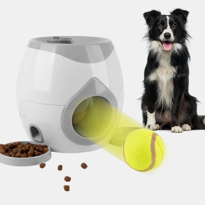 2-in-1 Tennis Ball Launcher & Feeder – Interactive Toy for Dogs of All Sizes