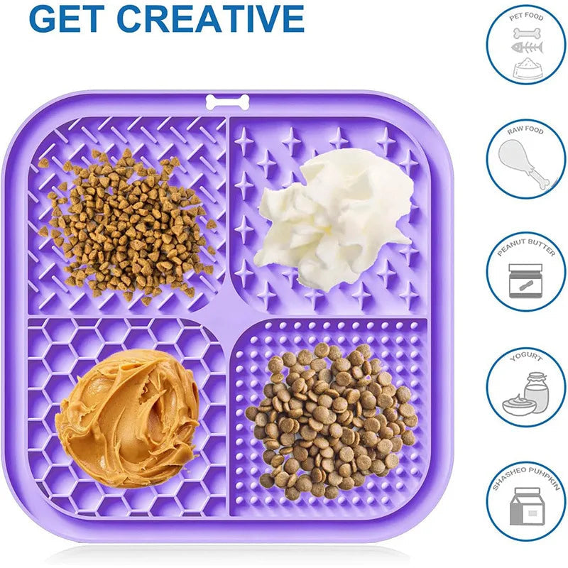 Silicone Pet Licking Mat - Slow Feeder & Suction Cup Design