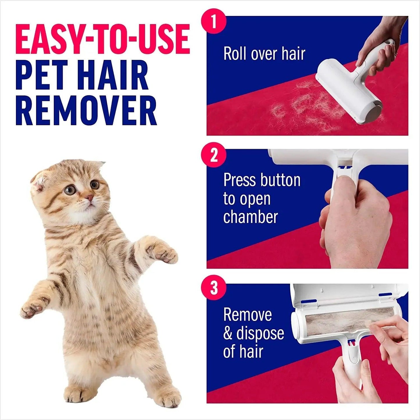 Pet Hair Remover Roller with Self-Cleaning Base – Efficient Dog & Cat Fur Removal Tool