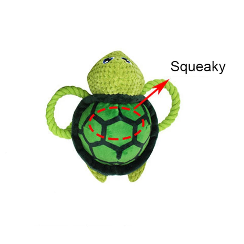 Dog Chew Toys - Plush Tortoise Squeaky Toy for Puppies & Pets