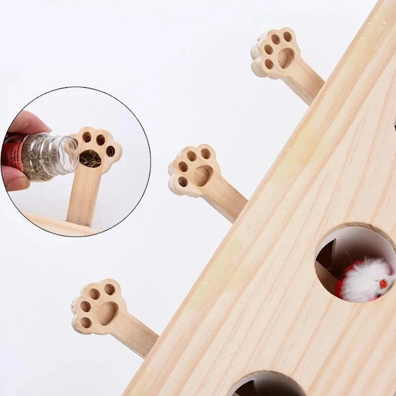 Interactive Cat Teaser Toy - Wooden Stick with Mouse Design