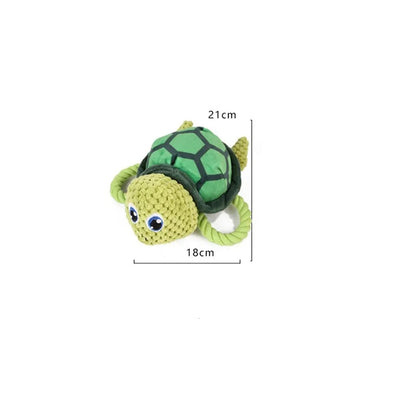 Dog Chew Toys - Plush Tortoise Squeaky Toy for Puppies & Pets