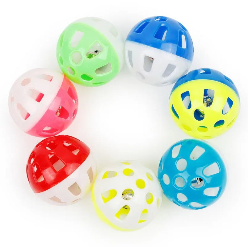 10pcs Colorful Parrot Toy Balls with Bells - Fun Cage Toys for Parakeets, Cockatiels & Pet Birds