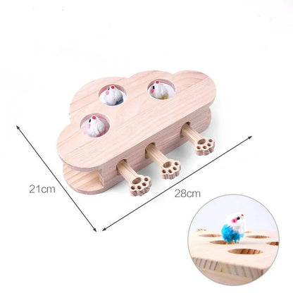 Interactive Cat Teaser Toy - Wooden Stick with Mouse Design