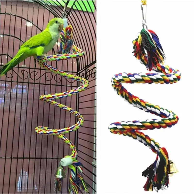 Parrot Wicker Rope Hanging Toy - Chew & Swing Cage Accessory for Budgies and Cockatiels