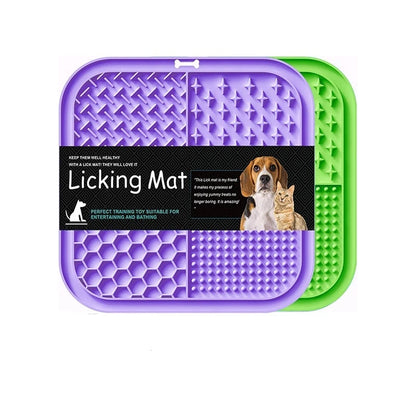 Silicone Pet Licking Mat - Slow Feeder & Suction Cup Design