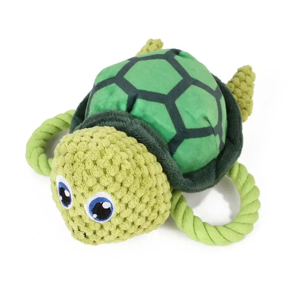 Dog Chew Toys - Plush Tortoise Squeaky Toy for Puppies & Pets