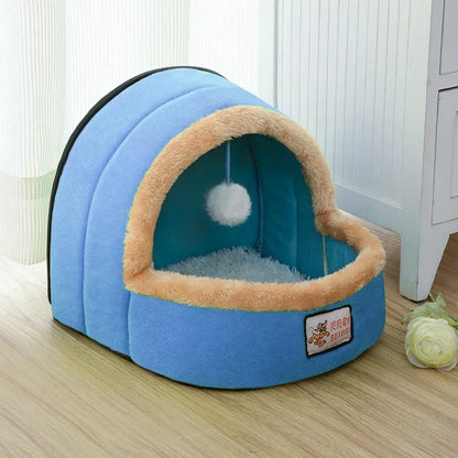 2-in-1 Indoor Cat Tent Bed with Washable Pillow