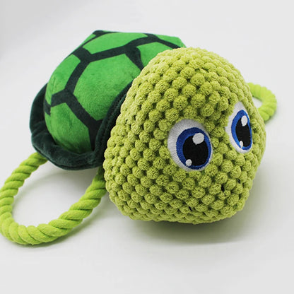 Dog Chew Toys - Plush Tortoise Squeaky Toy for Puppies & Pets