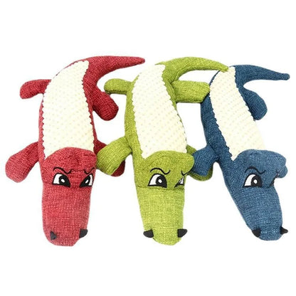 Plush Crocodile Dog Toy – Squeaky, Teeth Cleaning, and Chew-Friendly