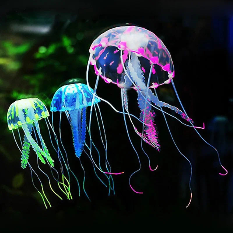 Fluorescent Simulated Jellyfish Decor for Aquariums - Glows at Night