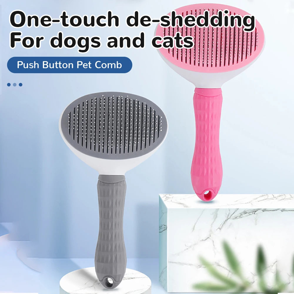 Pet Hair Removal Brush - Self-Cleaning Dog & Cat Grooming Comb