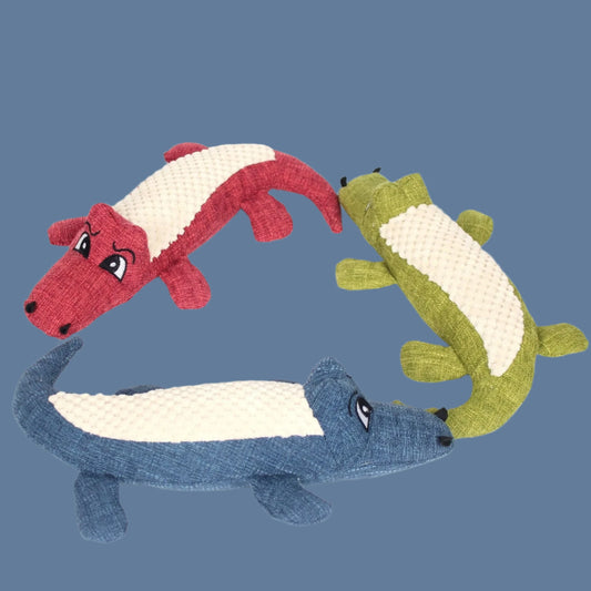 Plush Crocodile Dog Toy – Squeaky, Teeth Cleaning, and Chew-Friendly