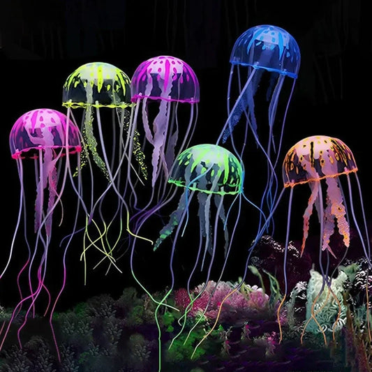 Fluorescent Simulated Jellyfish Decor for Aquariums - Glows at Night