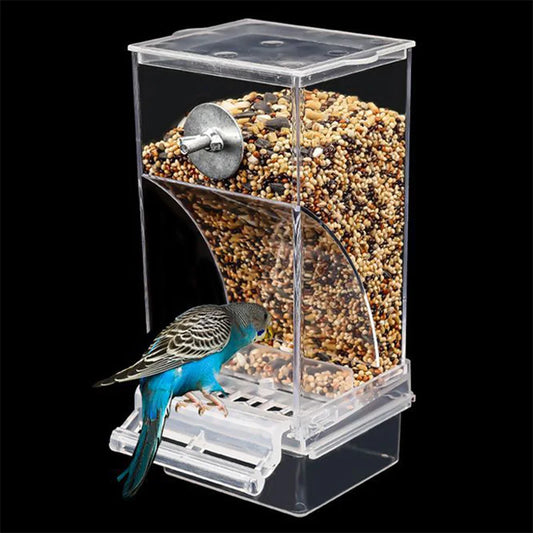 Automatic No Mess Bird Feeder & Drinker - Acrylic Seed Container for Parakeets