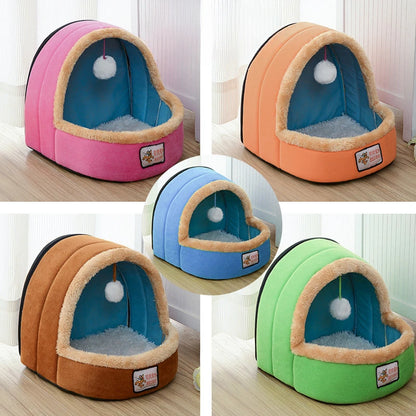 2-in-1 Indoor Cat Tent Bed with Washable Pillow