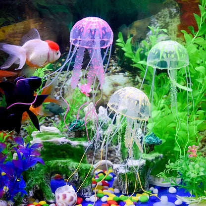 Fluorescent Simulated Jellyfish Decor for Aquariums - Glows at Night