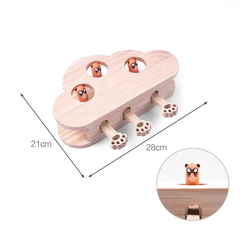 Interactive Cat Teaser Toy - Wooden Stick with Mouse Design