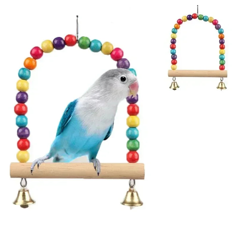 Wooden Bird Swing Toy - Parrot Swing Stand in Small & Large Sizes