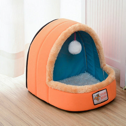 2-in-1 Indoor Cat Tent Bed with Washable Pillow